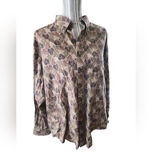 Natural Issue Men's UNISEX Leaves Neutral Long-Sleeve Button-Down Shirt SZ XL